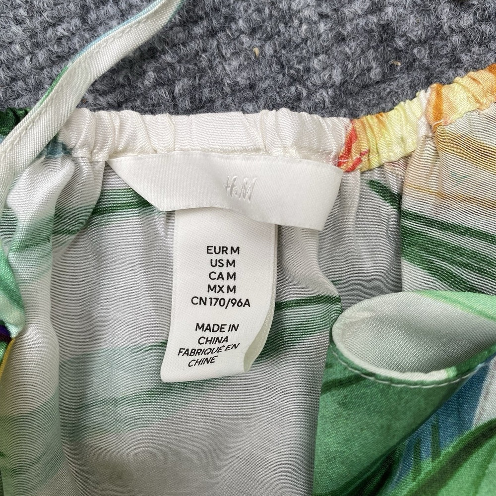 Tropical Tiered Maxi Sundress Size M Green Yellow Floral Resort Vacation Coastal - Picture 4 of 5